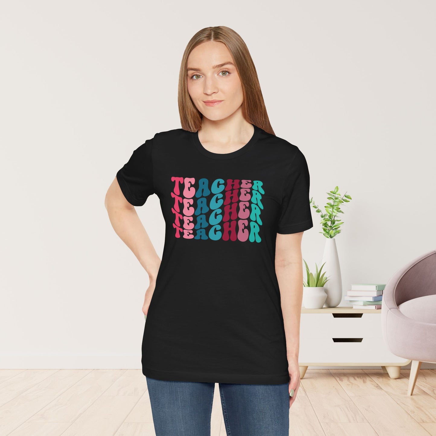 Groovy Colorful Teacher Soft Cotton Tee for School Teachers