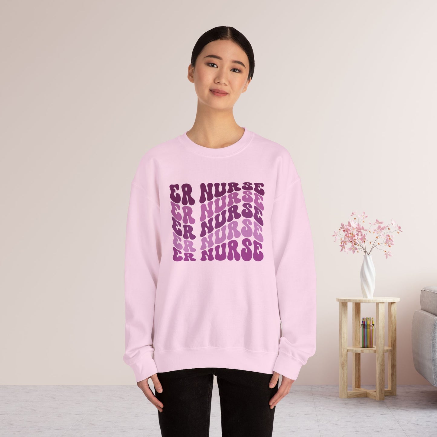 Groovy Purple ER Nurse Sweatshirt - Emergency Nurse Sweatshirt