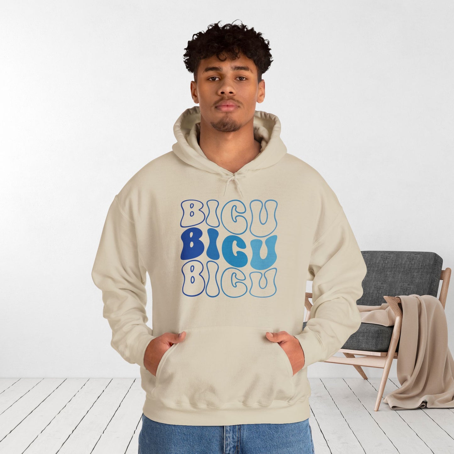 Groovy Blue BICU Hoodie - Burn ICU Nurse Hoodie