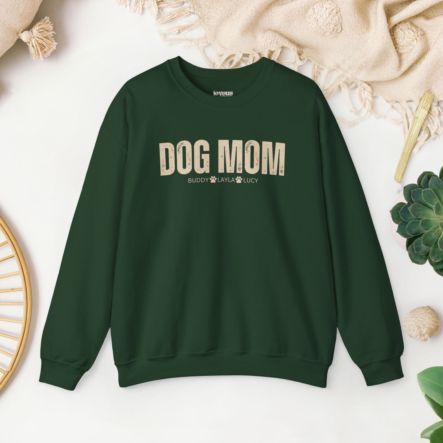 Custom Dog Mom Sweatshirt with Dogs Name - Personalized Gift for Dog Mom