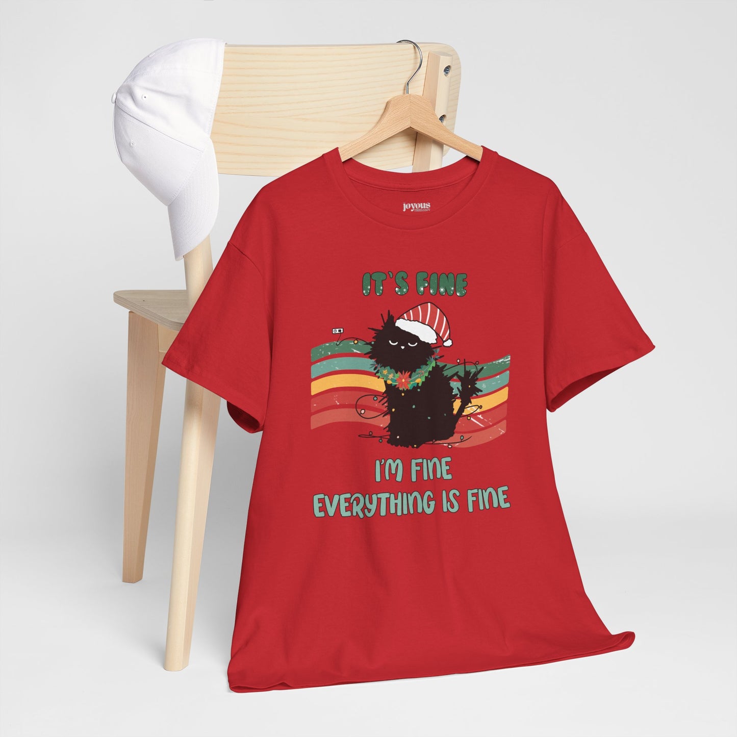 It's Fine Funny Cat Christmas Heavy Cotton Tee - Cat Lovers Christmas Gift