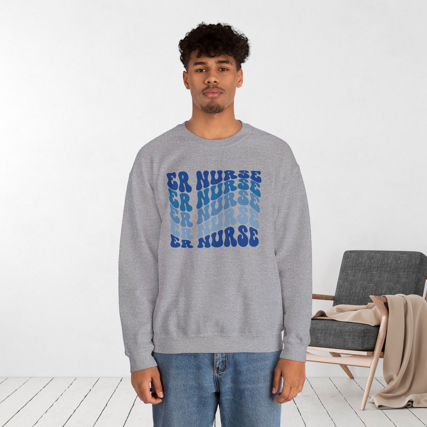 Groovy Blue ER Nurse Sweatshirt - Emergency Nurse Crewneck