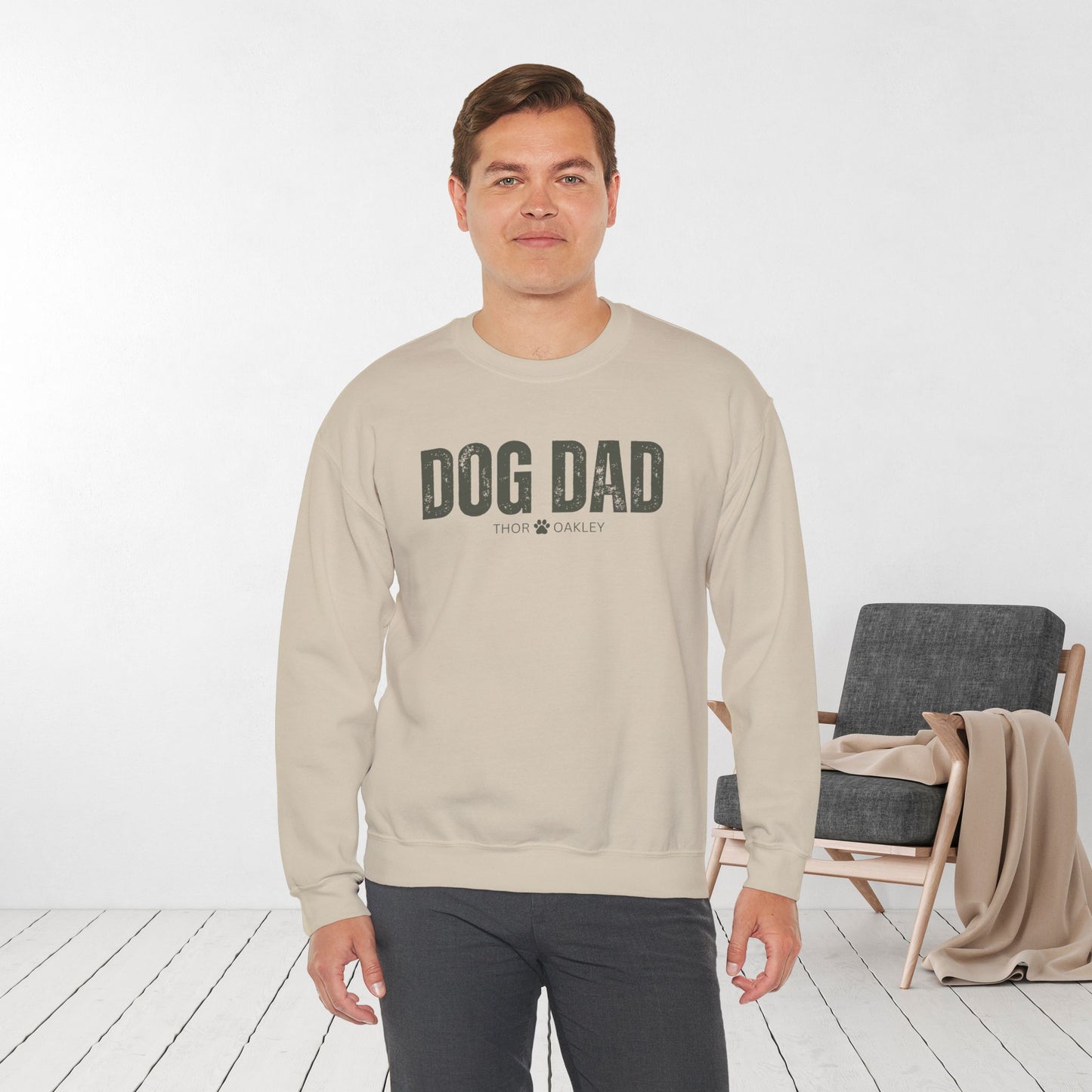 Custom Dog Dad Sweatshirt with Dogs Name - Personalized Gift for Dog Dad