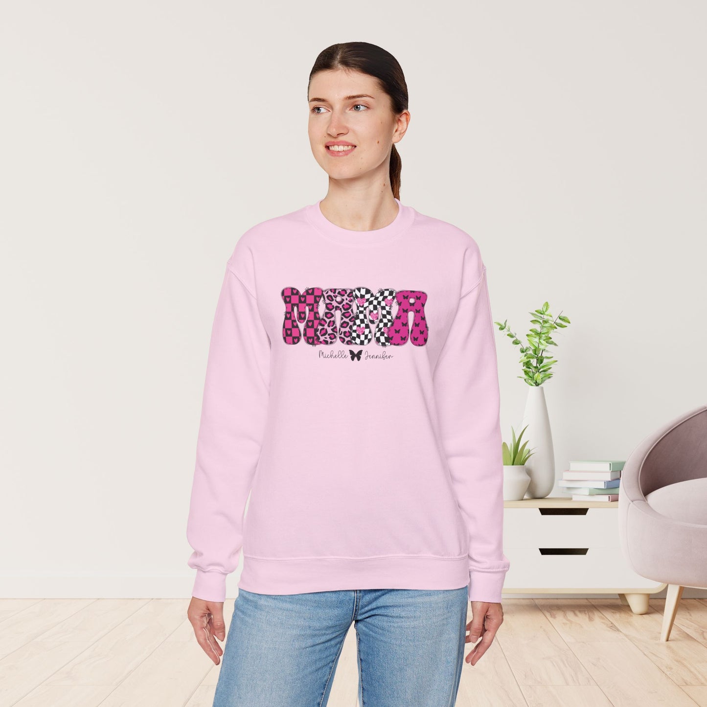 Custom Mama Sweatshirt with Kids Name - Personalized Gift for Mom