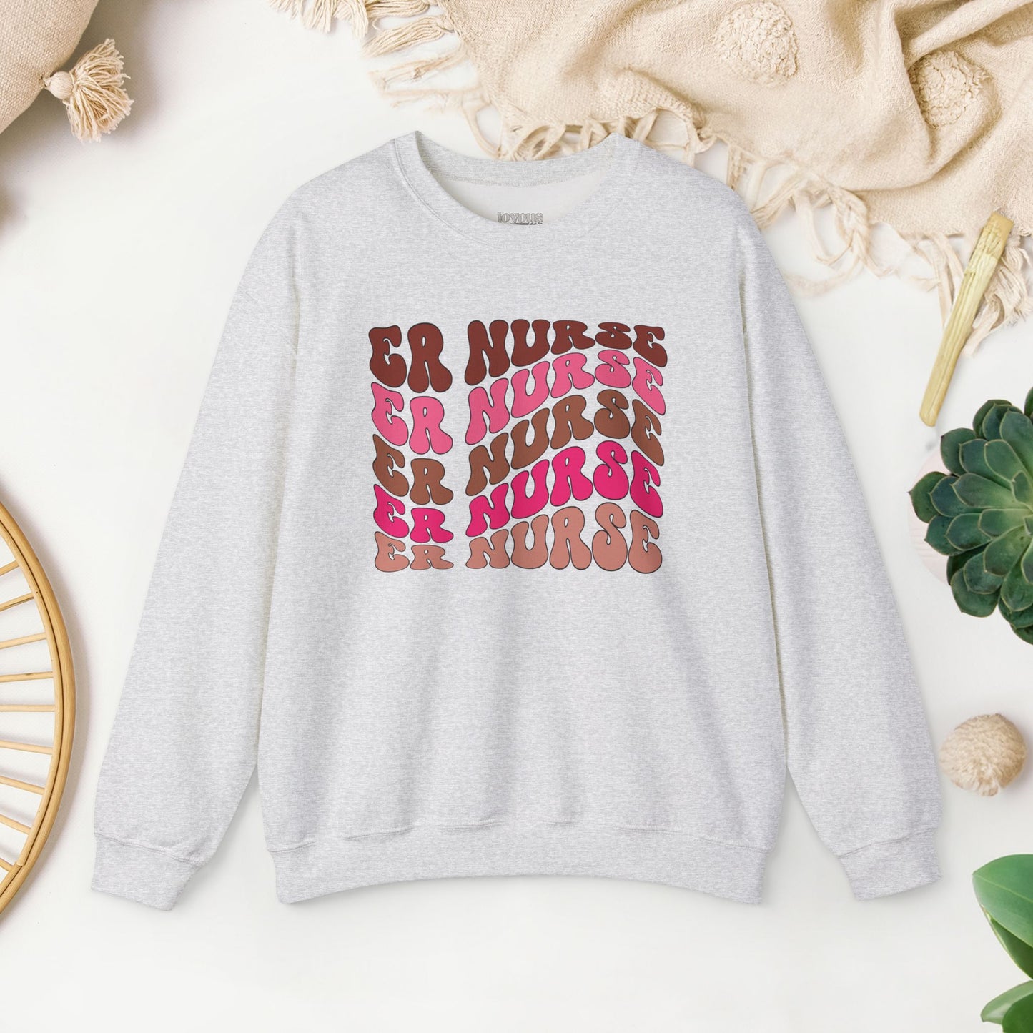Groovy Pink ER Nurse Sweatshirt - Emergency Nurse Pullover