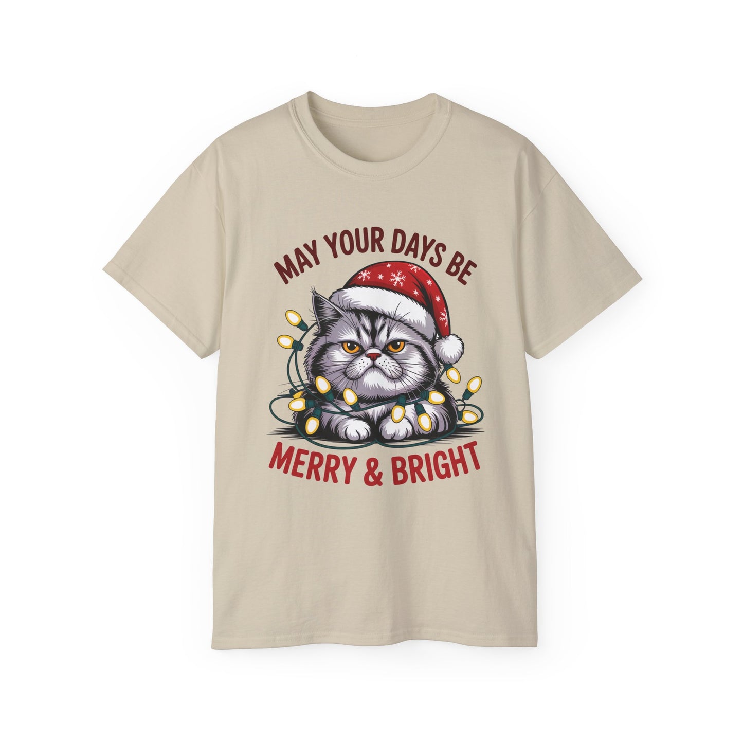 May Your Days Be Merry & Bright Christmas Cat Ultra Cotton Tee