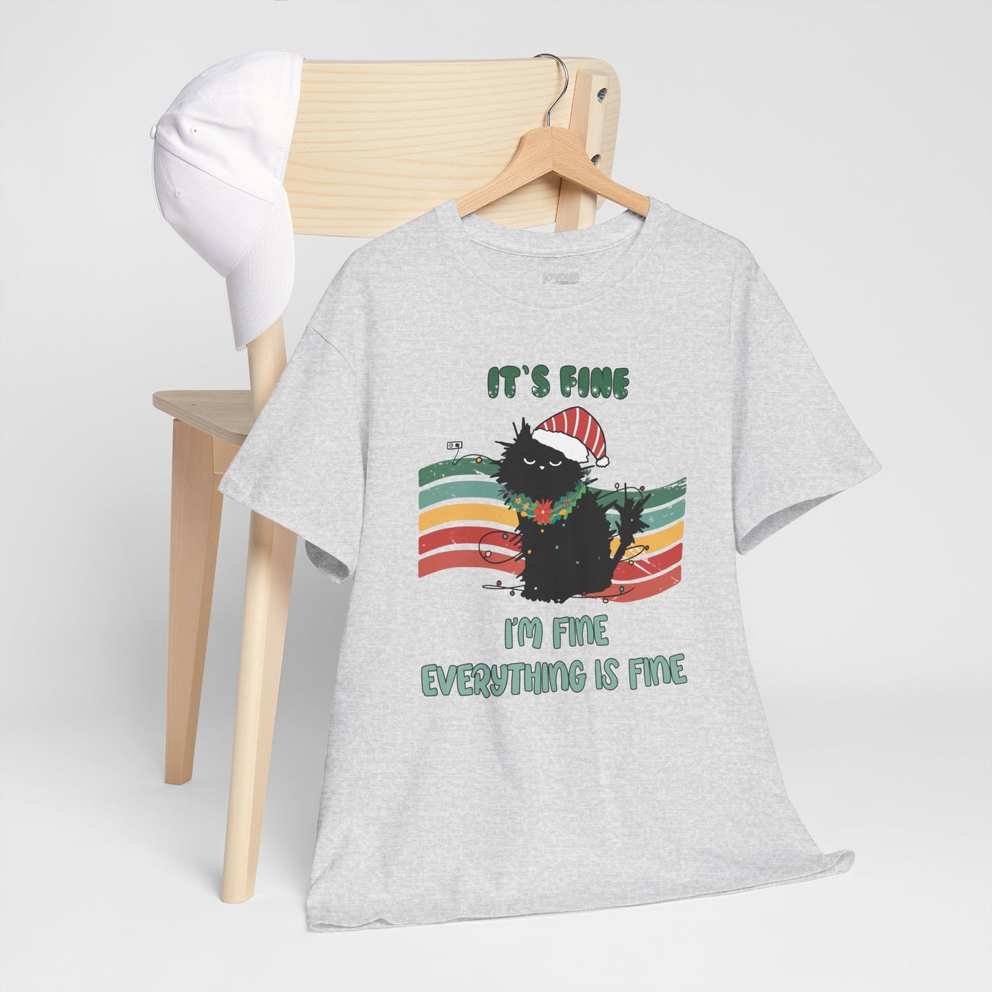 It's Fine Funny Cat Christmas Heavy Cotton Tee - Cat Lovers Christmas Gift