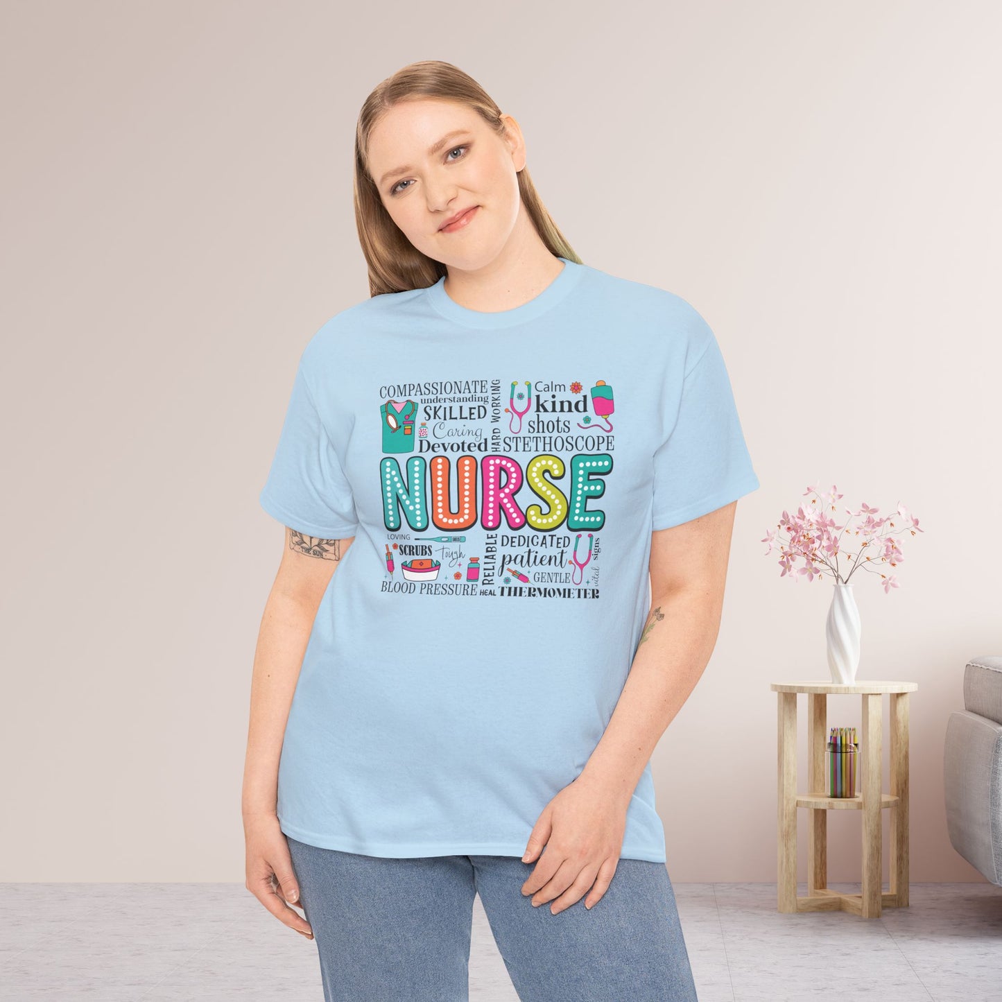 Trendy Nurse Heavy Cotton Tee for Dedicated Registered Nurse