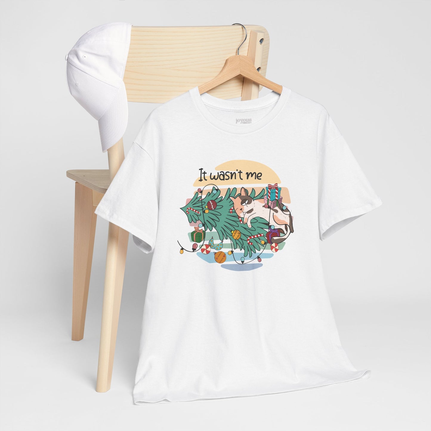 It Wasn't Me Funny Cat Christmas Heavy Cotton Tee - Cat Lovers Christmas Gift