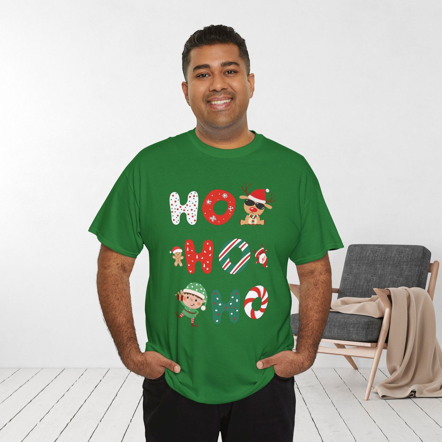 Ho Ho Ho Christmas Shirt - Matching Family Christmas Heavy Cotton Tee
