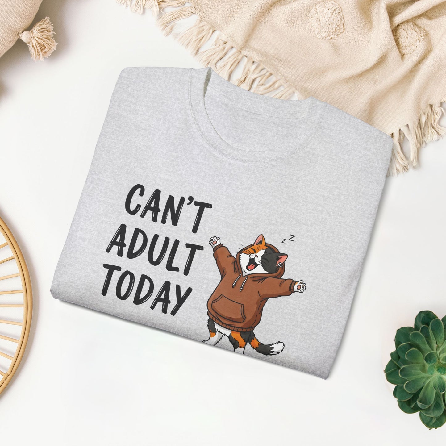 Can't Adult Today Funny Cat Ultra Cotton Tee
