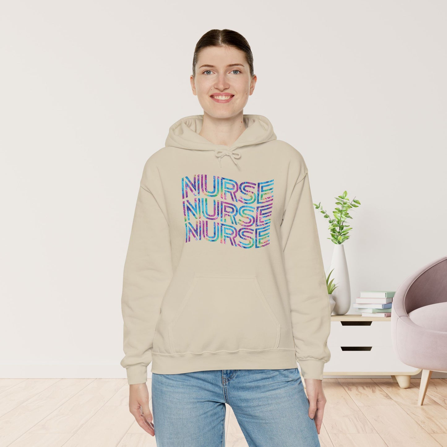 Tie Dye Wavy Nurse Hoodie - Registered Nurse Hoodie
