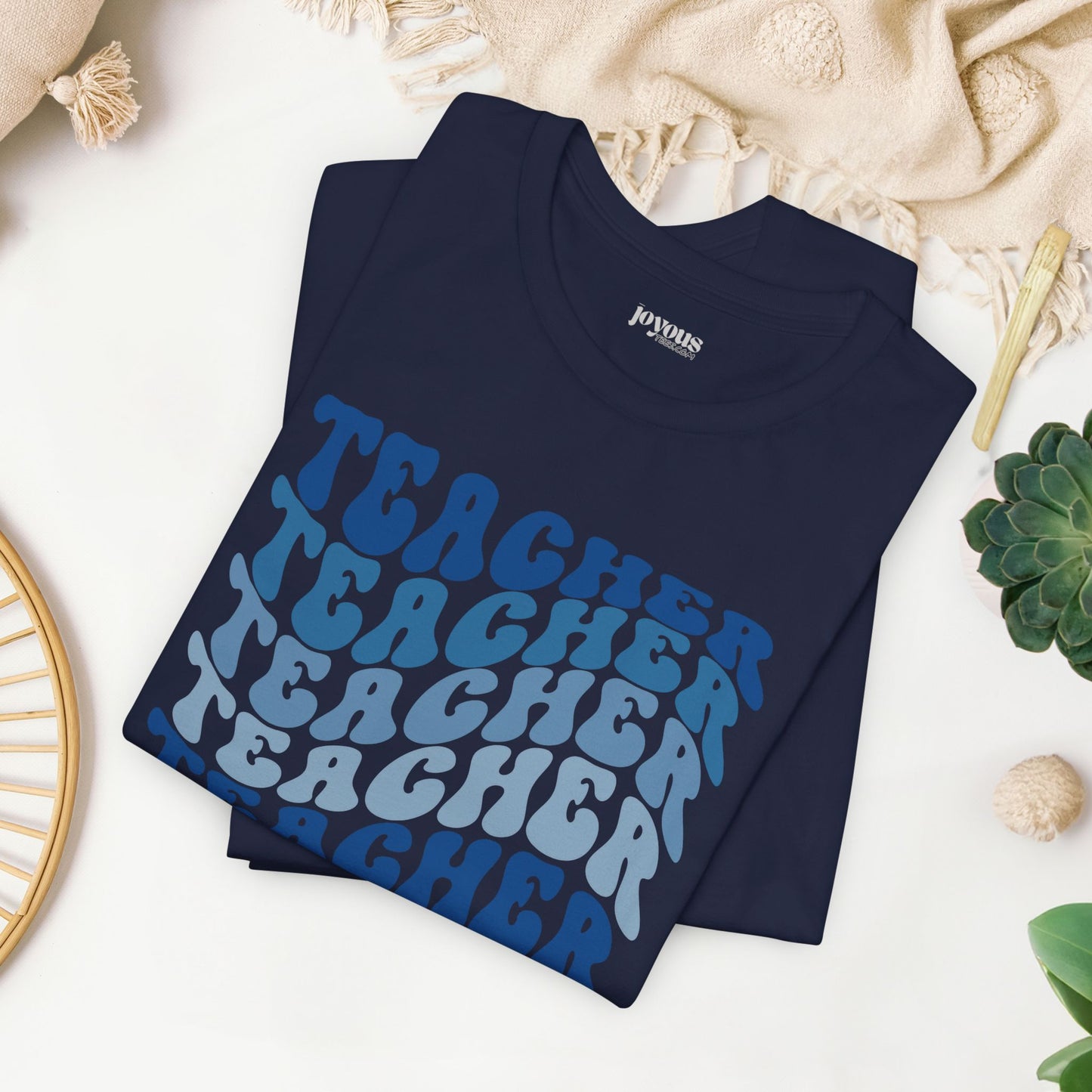 Groovy Blue Teacher Shirt - Retro School Teacher Soft Cotton Tee