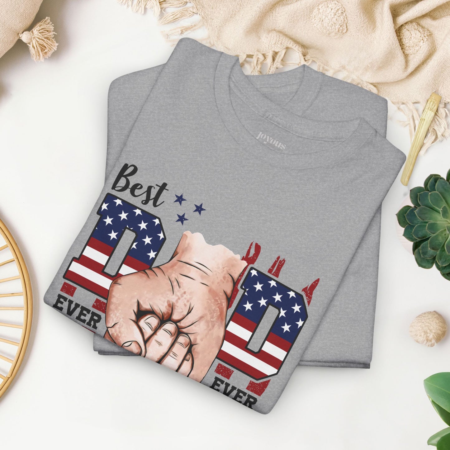 Custom Dad Heavy Cotton Tee with Kids Name - Personalized Gift for Dad