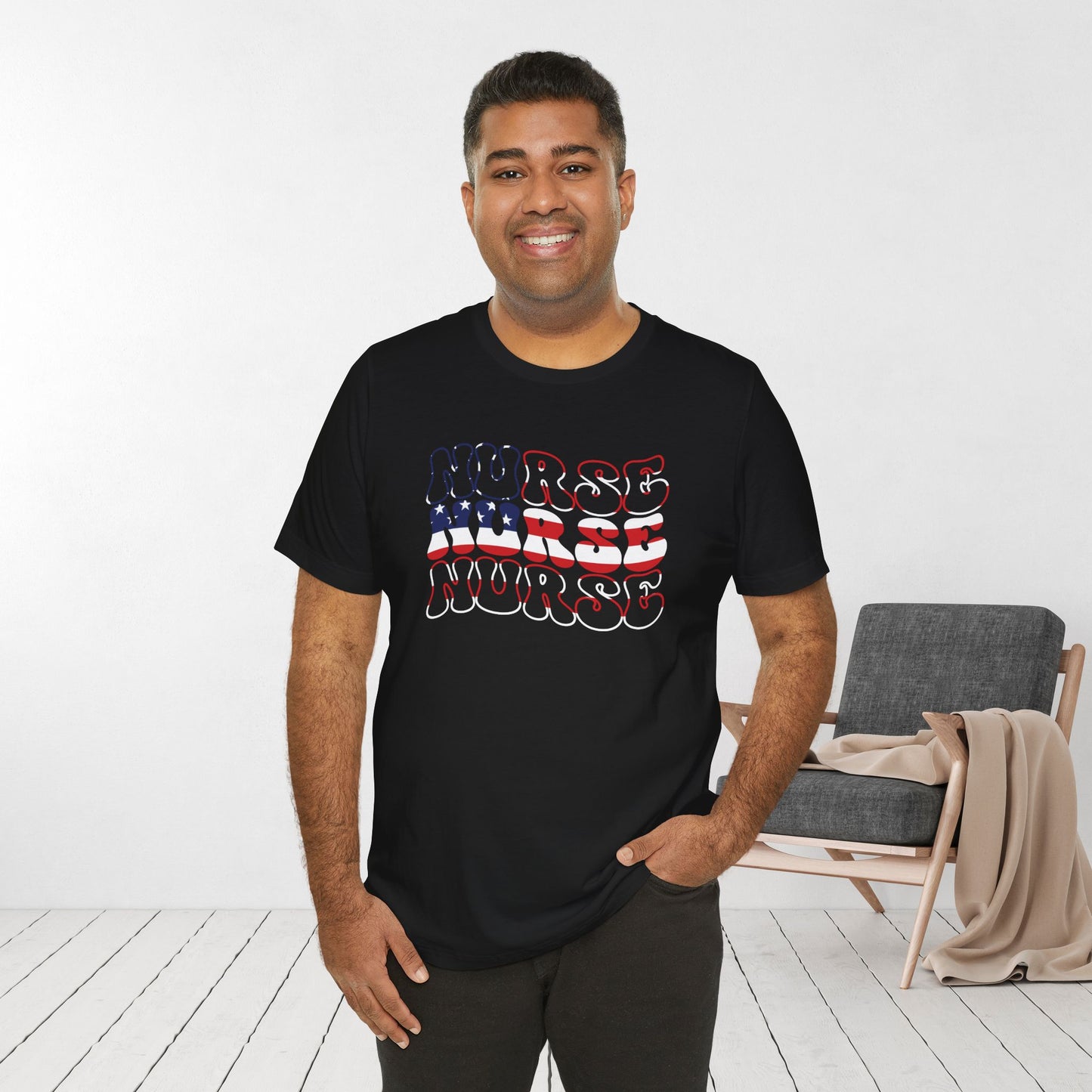 Groovy Patriotic Nurse Shirt - 4th of July Registered Nurse Soft Cotton Tee