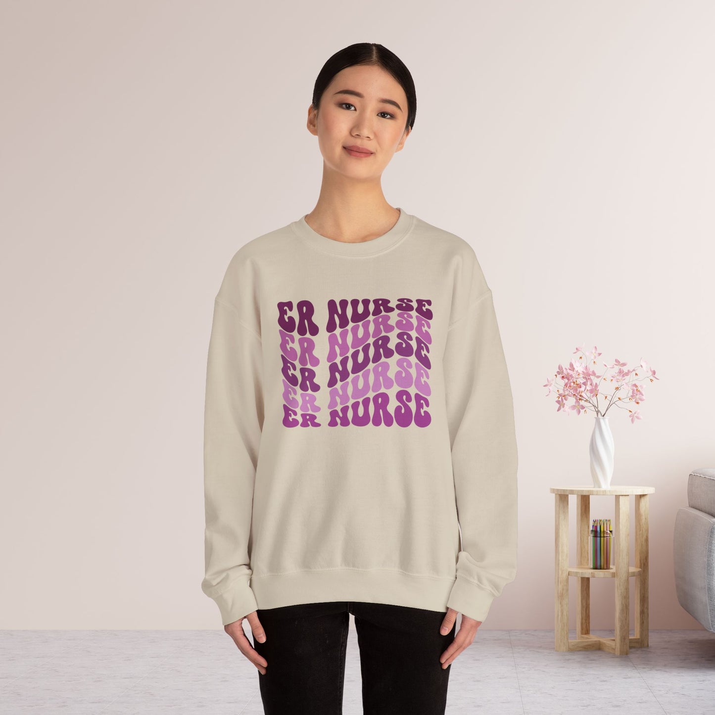 Groovy Purple ER Nurse Sweatshirt - Emergency Nurse Sweatshirt