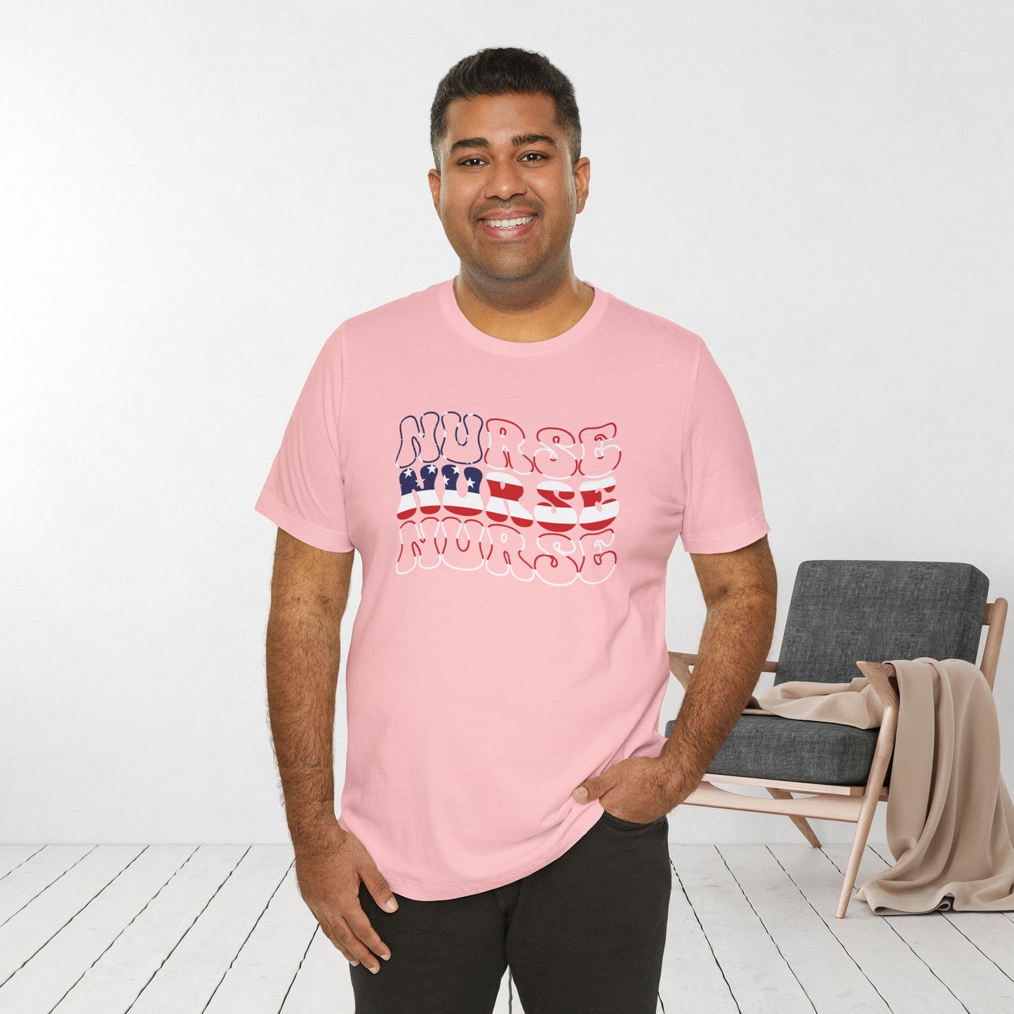 Groovy Patriotic Nurse Shirt - 4th of July Registered Nurse Soft Cotton Tee