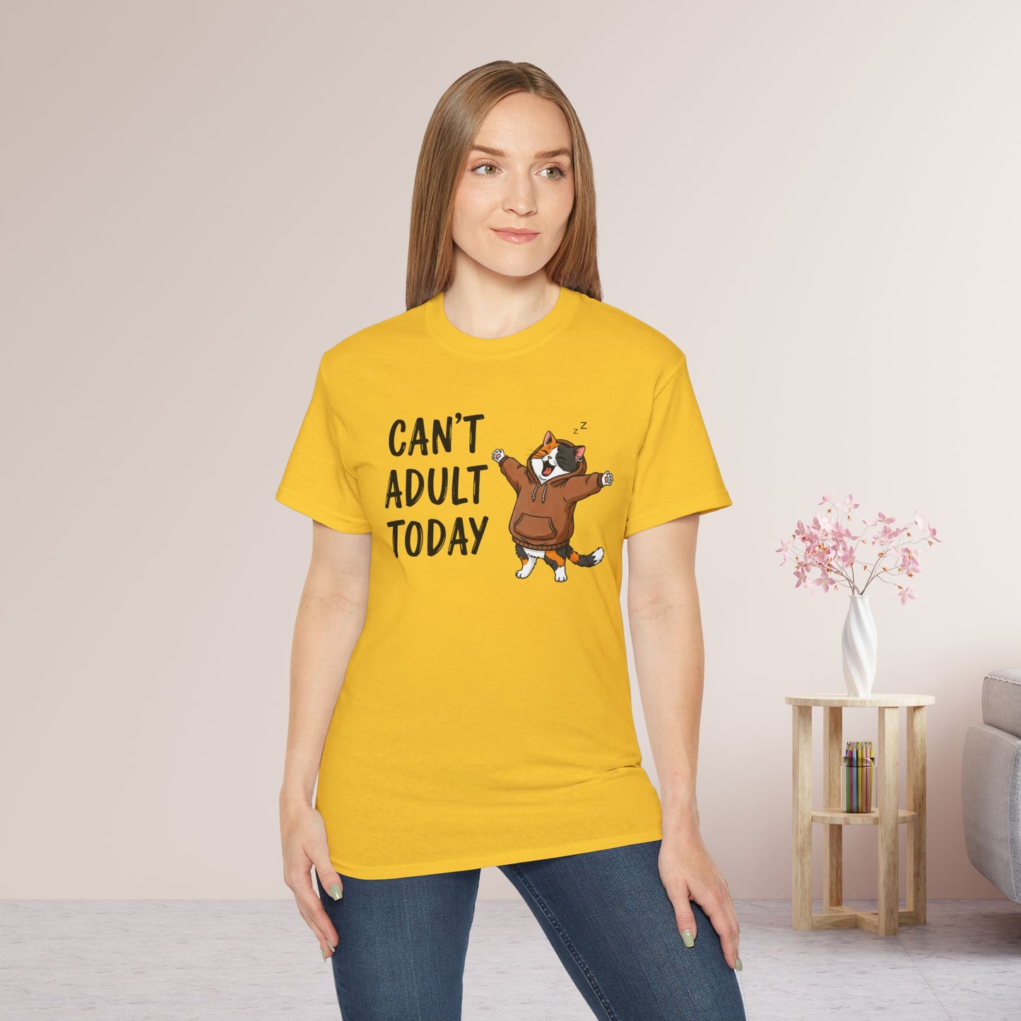 Can't Adult Today Funny Cat Ultra Cotton Tee