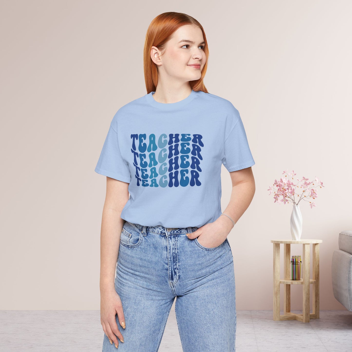 Groovy Blue Teacher Soft Cotton Tee