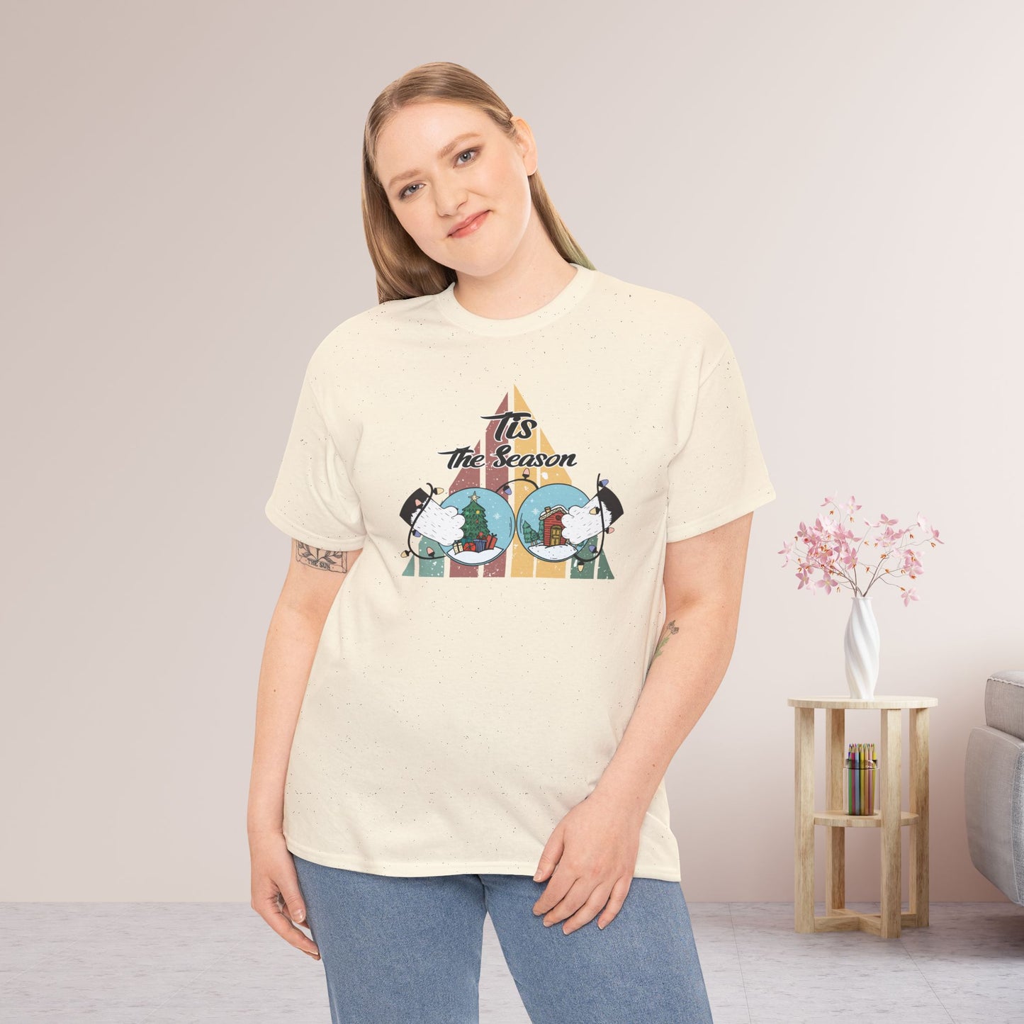 Tis The Season Funny Cat Christmas Heavy Cotton Tee - Cat Lovers Christmas Gift