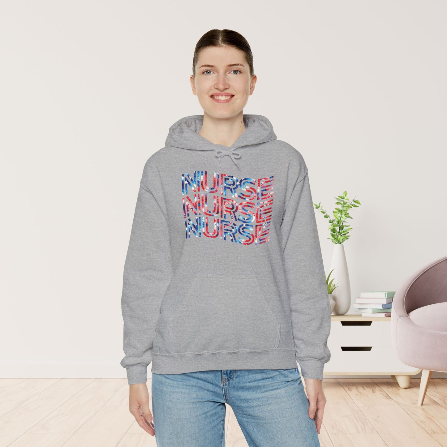 Wavy Patriotic Nurse Hoodie - 4th of July Nurse Hoodie