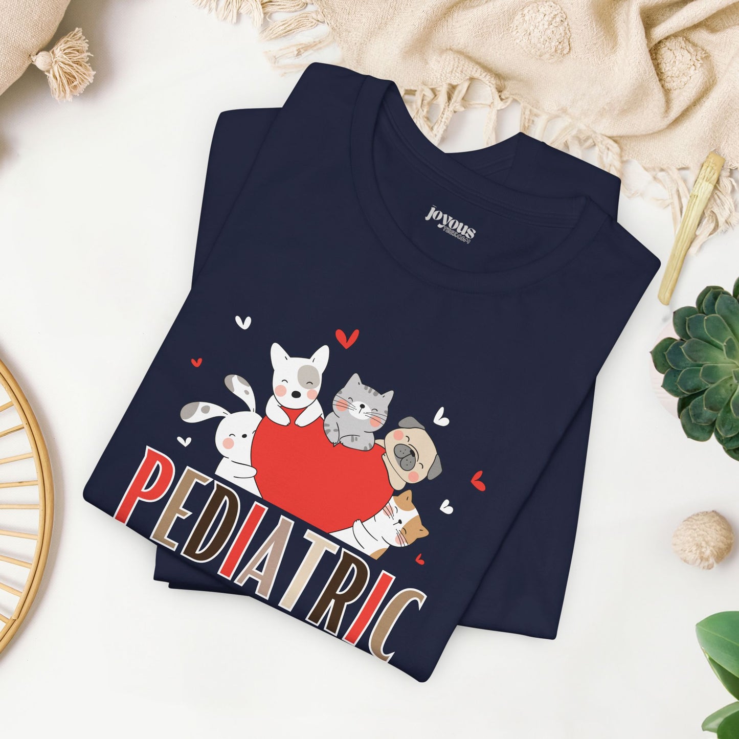 Pediatric Nurse Soft Cotton Tee with Cute Dogs and Cats for PEDS Nurse