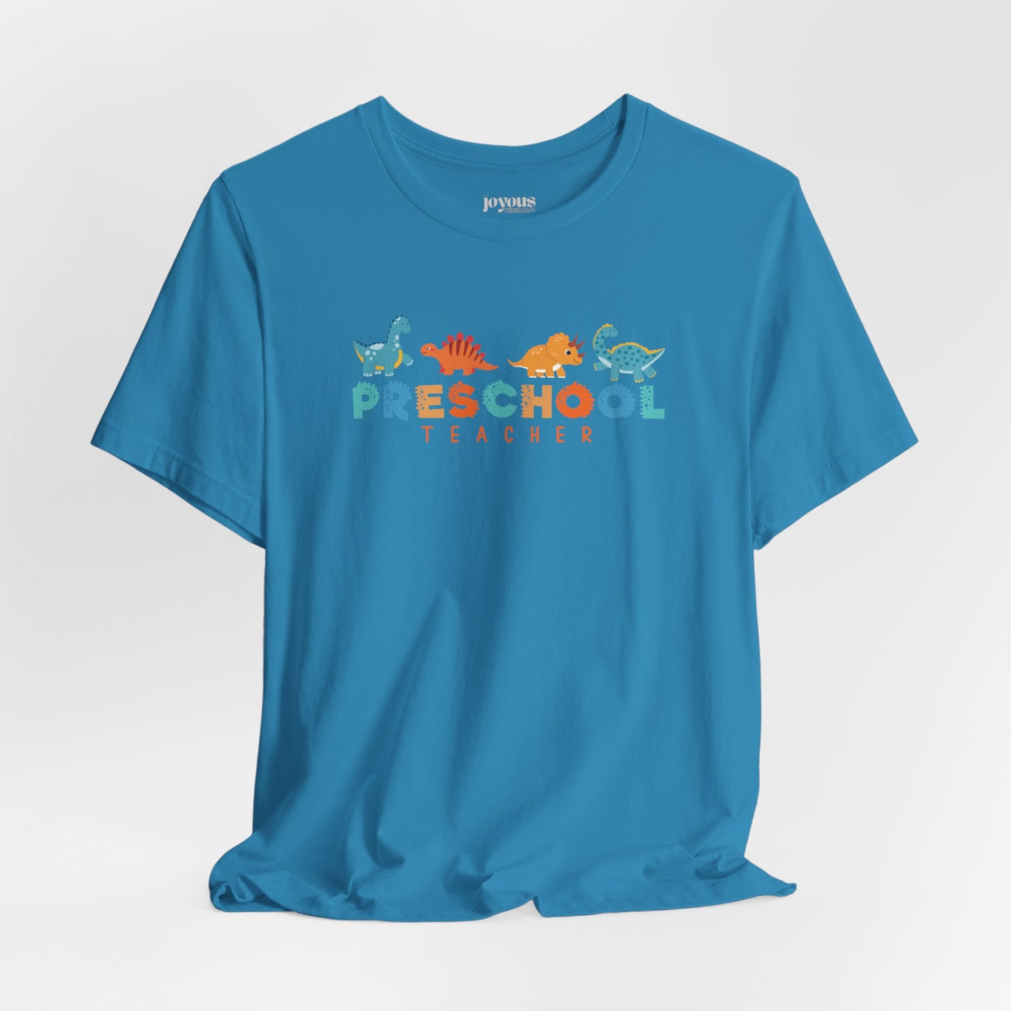 Preschool Teacher Soft Cotton Tee with Cute Dinosaurs