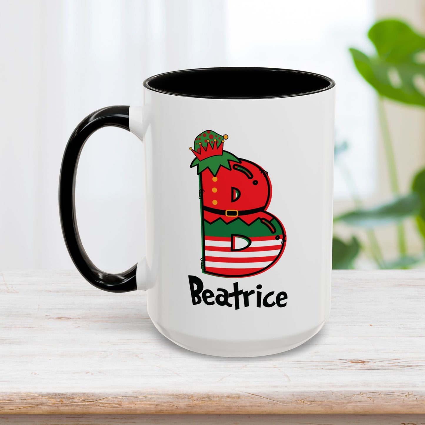 Custom Name Christmas Elf Initial Letter Mug - Personalized Christmas Gifts A-Z
