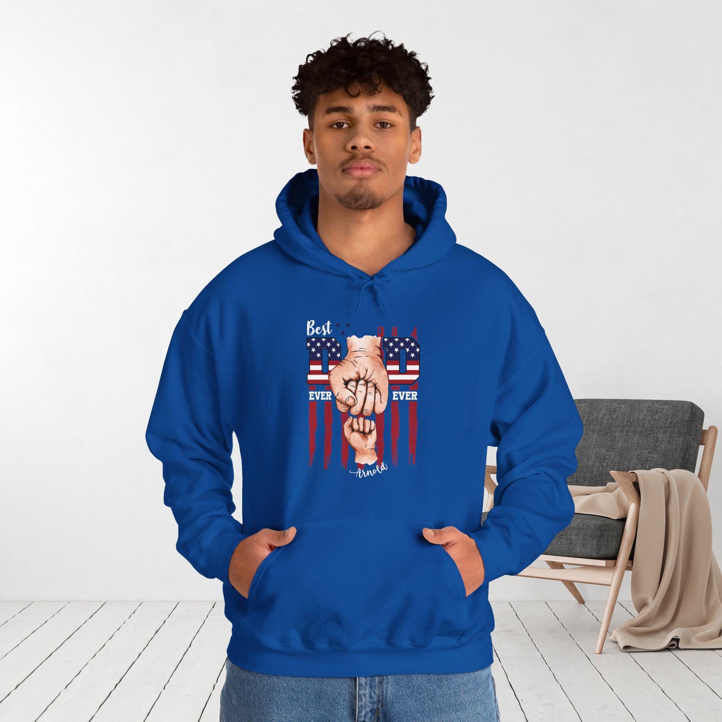 Custom Dad Hoodie with Kids Name - Personalized Gift for Dad