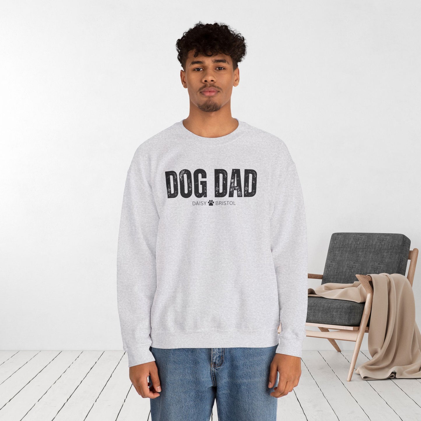 Custom Dog Dad Sweatshirt with Dogs Name - Personalized Gift for Dog Dad