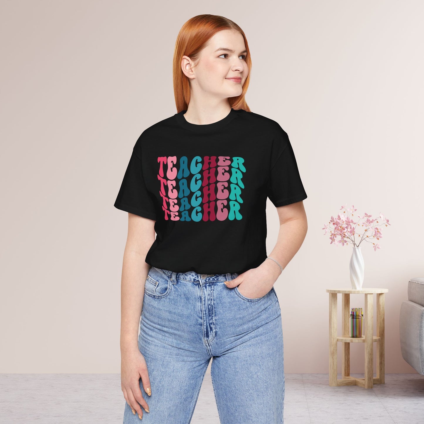 Groovy Colorful Teacher Soft Cotton Tee for School Teachers
