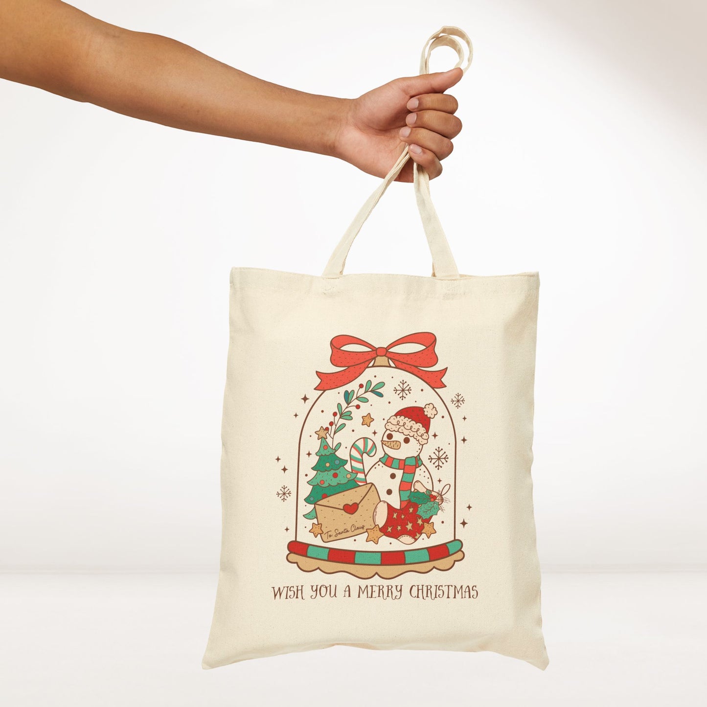 Wish You A Merry Christmas Retro Christmas Canvas Tote Bag - Best Christmas Gift