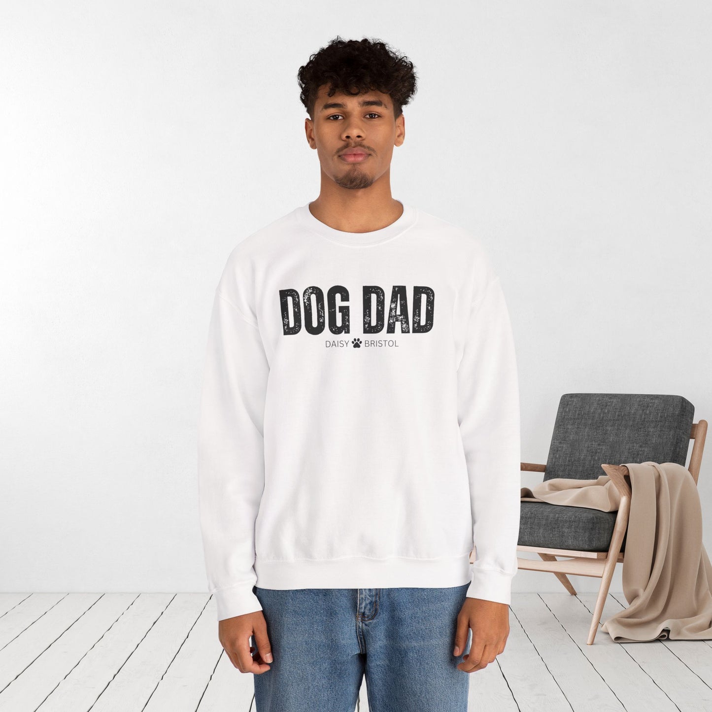 Custom Dog Dad Sweatshirt with Dogs Name - Personalized Gift for Dog Dad