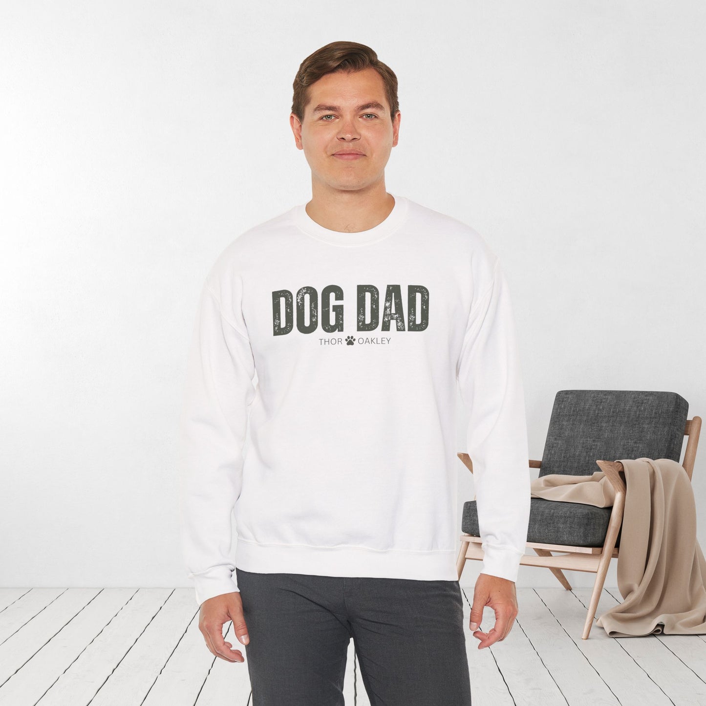 Custom Dog Dad Sweatshirt with Dogs Name - Personalized Gift for Dog Dad