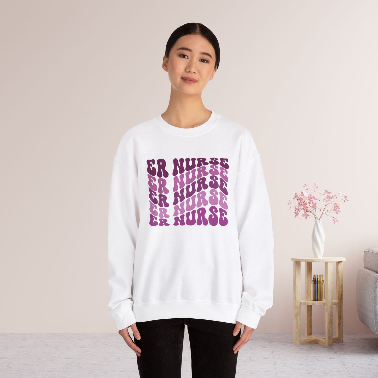 Groovy Purple ER Nurse Sweatshirt - Emergency Nurse Sweatshirt