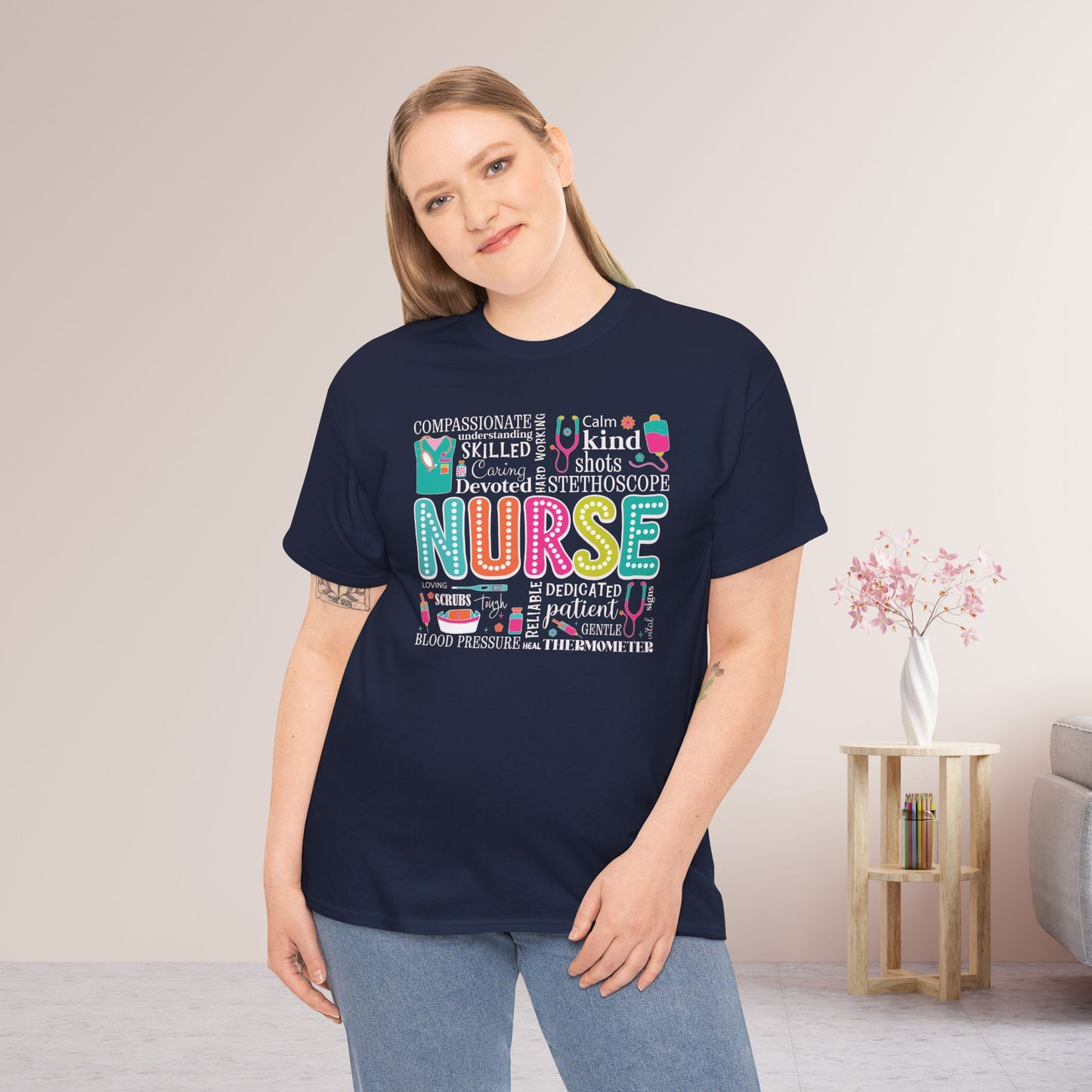 Trendy Nurse Heavy Cotton Tee for Dedicated Registered Nurse