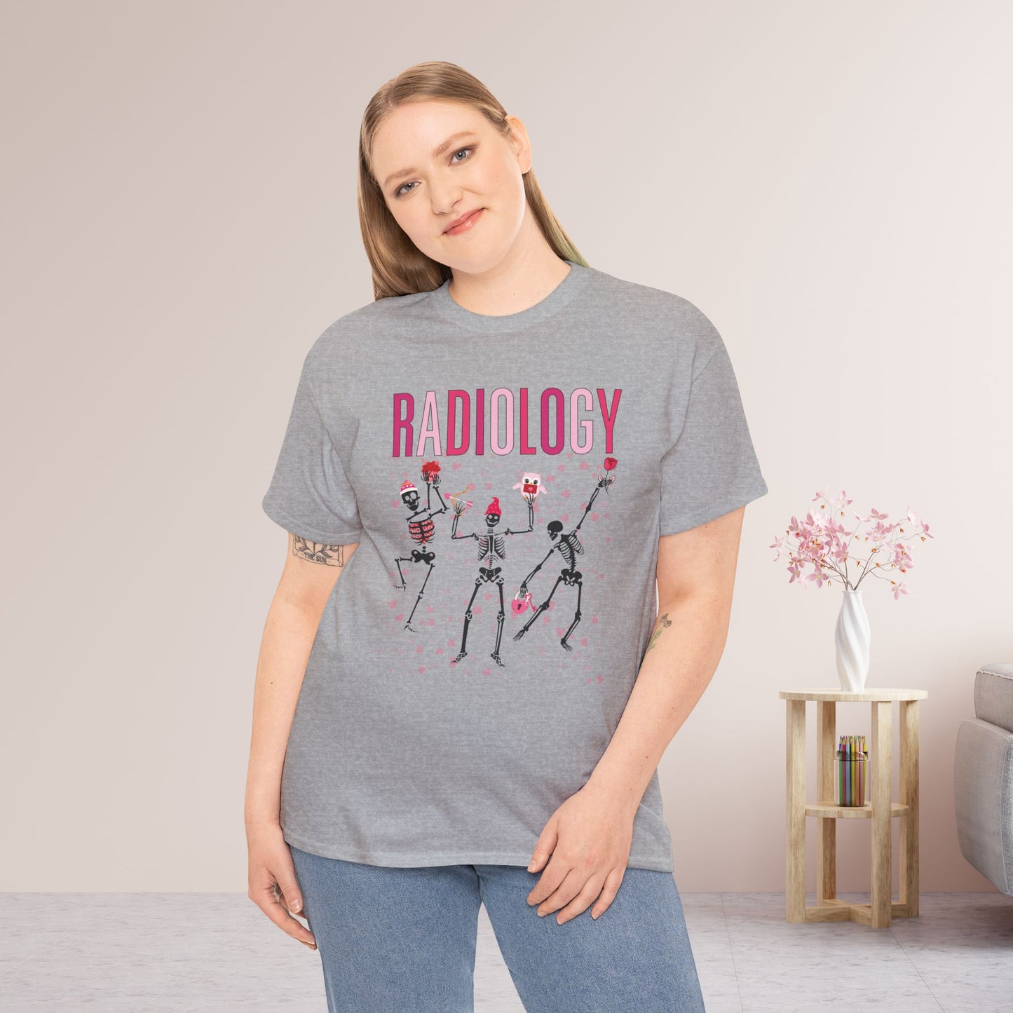 Dancing Skeleton Valentine's Day Radiology Heavy Cotton Tee