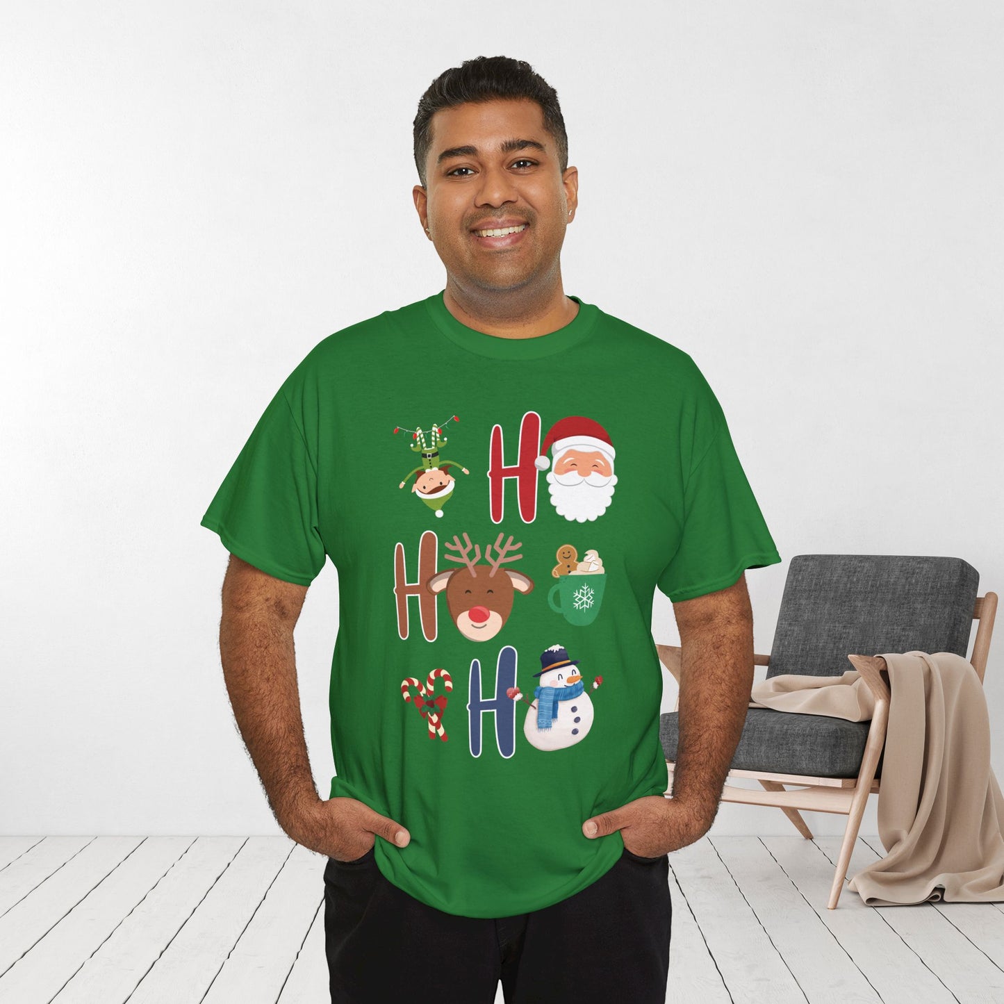 Ho Ho Ho Christmas Shirt - Matching Family Christmas Heavy Cotton Tee