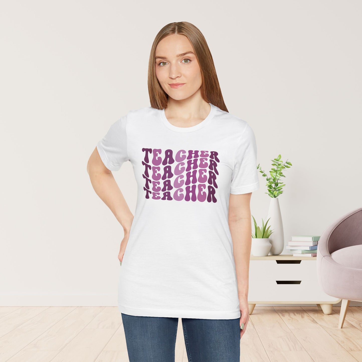 Groovy Purple Teacher Soft Cotton Tee for School Teachers