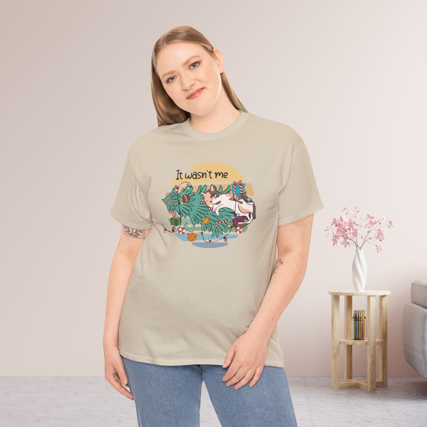 It Wasn't Me Funny Cat Christmas Heavy Cotton Tee - Cat Lovers Christmas Gift