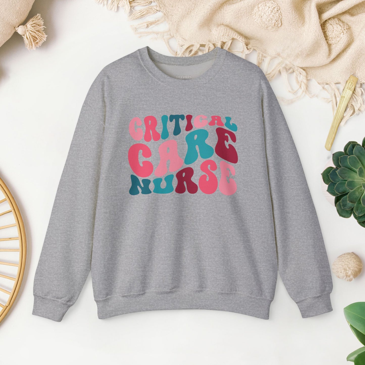 Groovy Colorful Critical Care Nurse Crewneck Sweatshirt