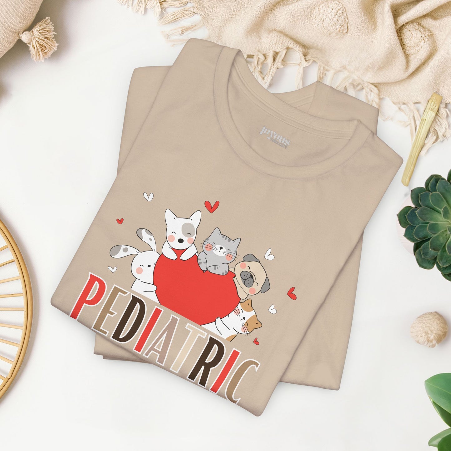 Pediatric Nurse Soft Cotton Tee with Cute Dogs and Cats for PEDS Nurse