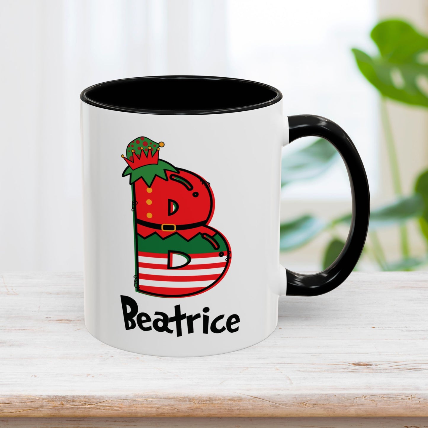 Custom Name Christmas Elf Initial Letter Mug - Personalized Christmas Gifts A-Z