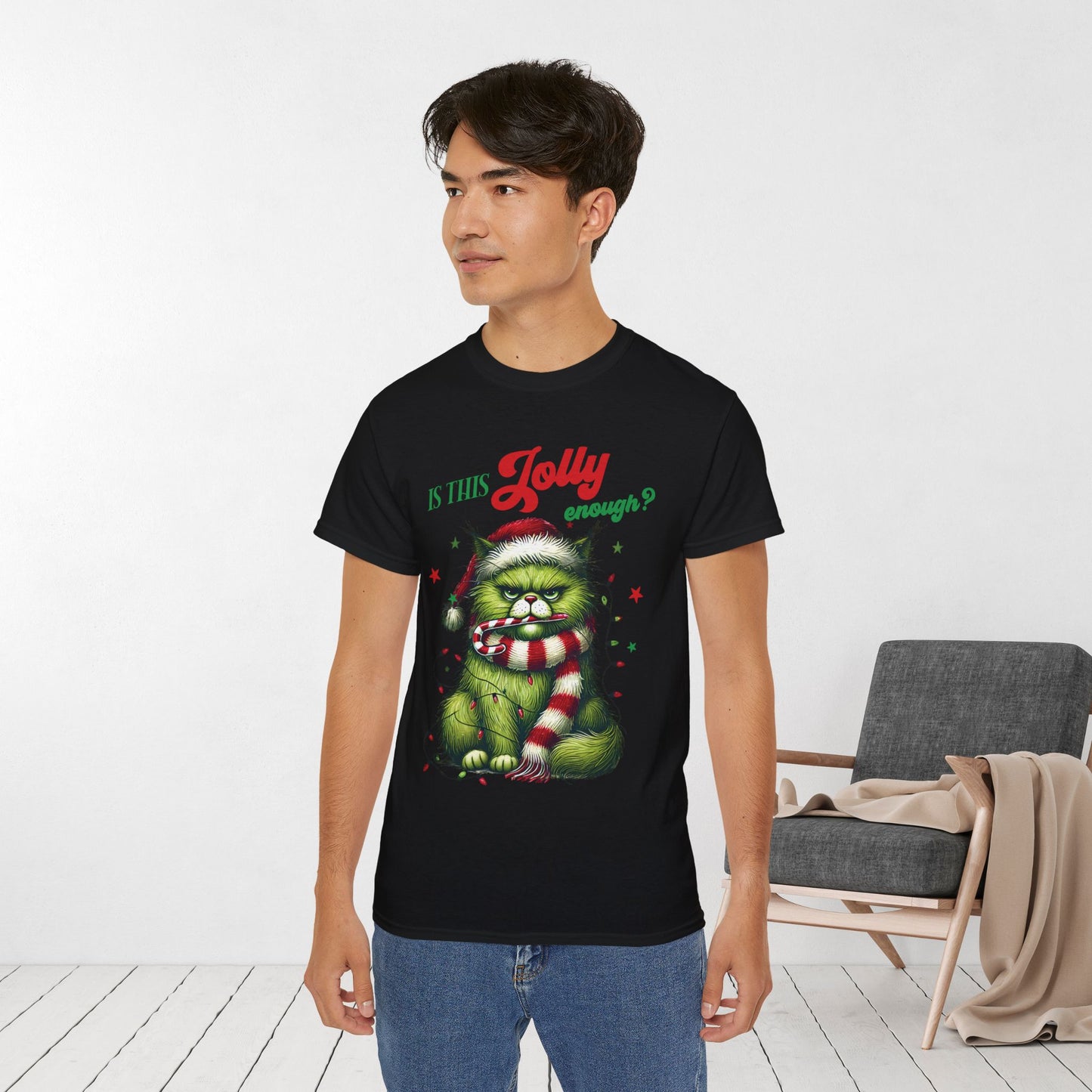 Is This Jolly Enough Grumpy Christmas Cat Ultra Cotton Tee