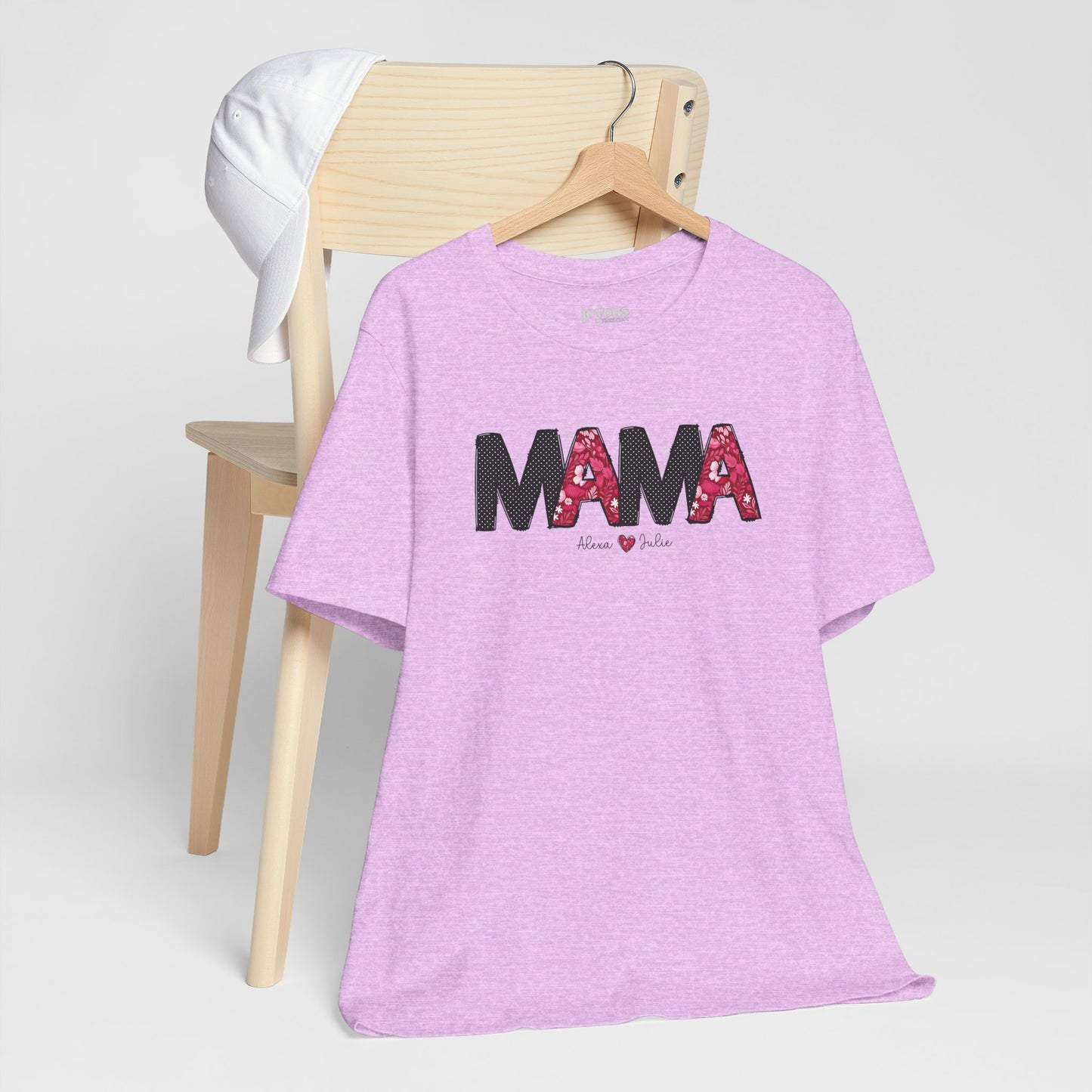 Custom Mama Soft Cotton Tee with Kids Names - Personalized Gift for Mom