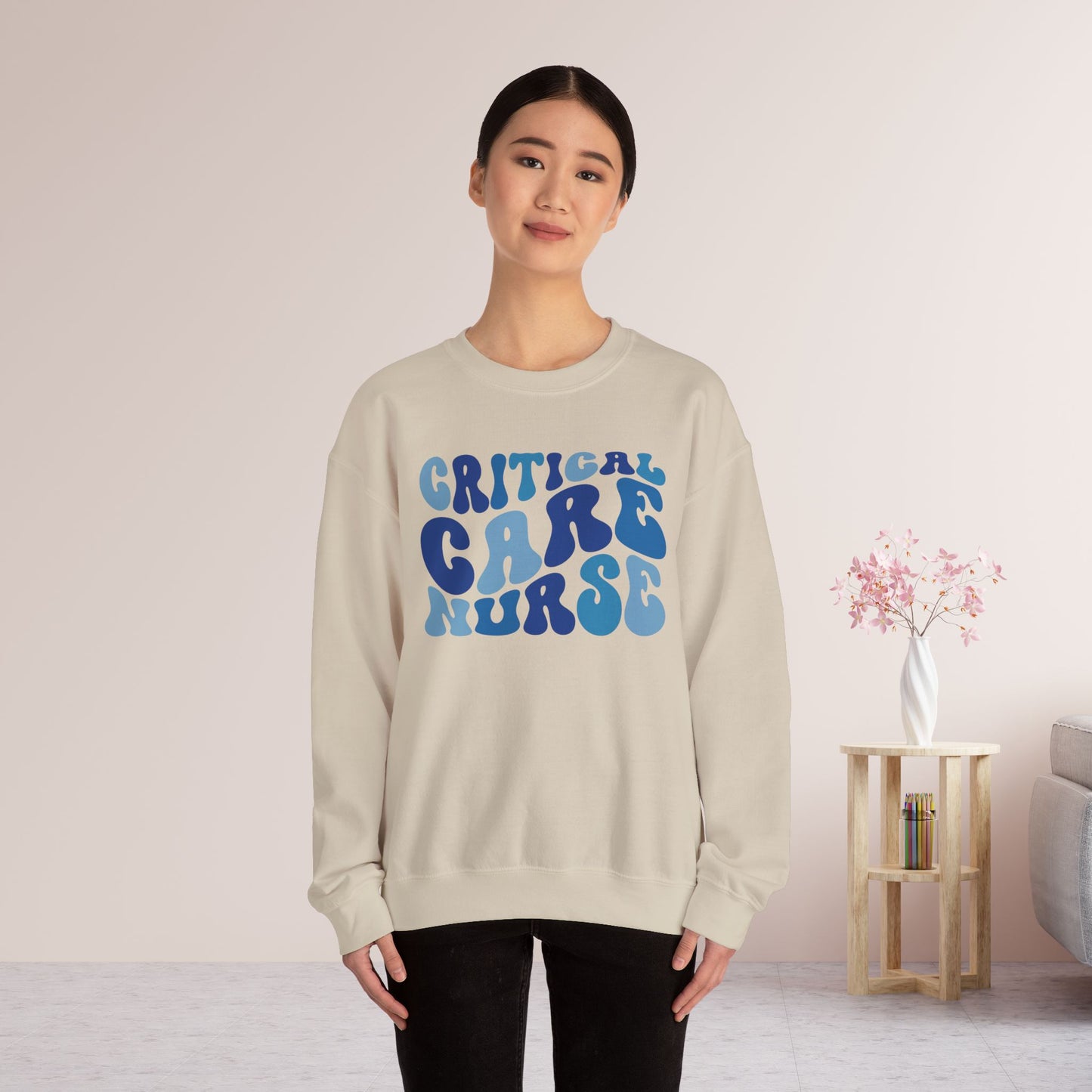 Groovy Blue Critical Care Nurse Sweatshirt