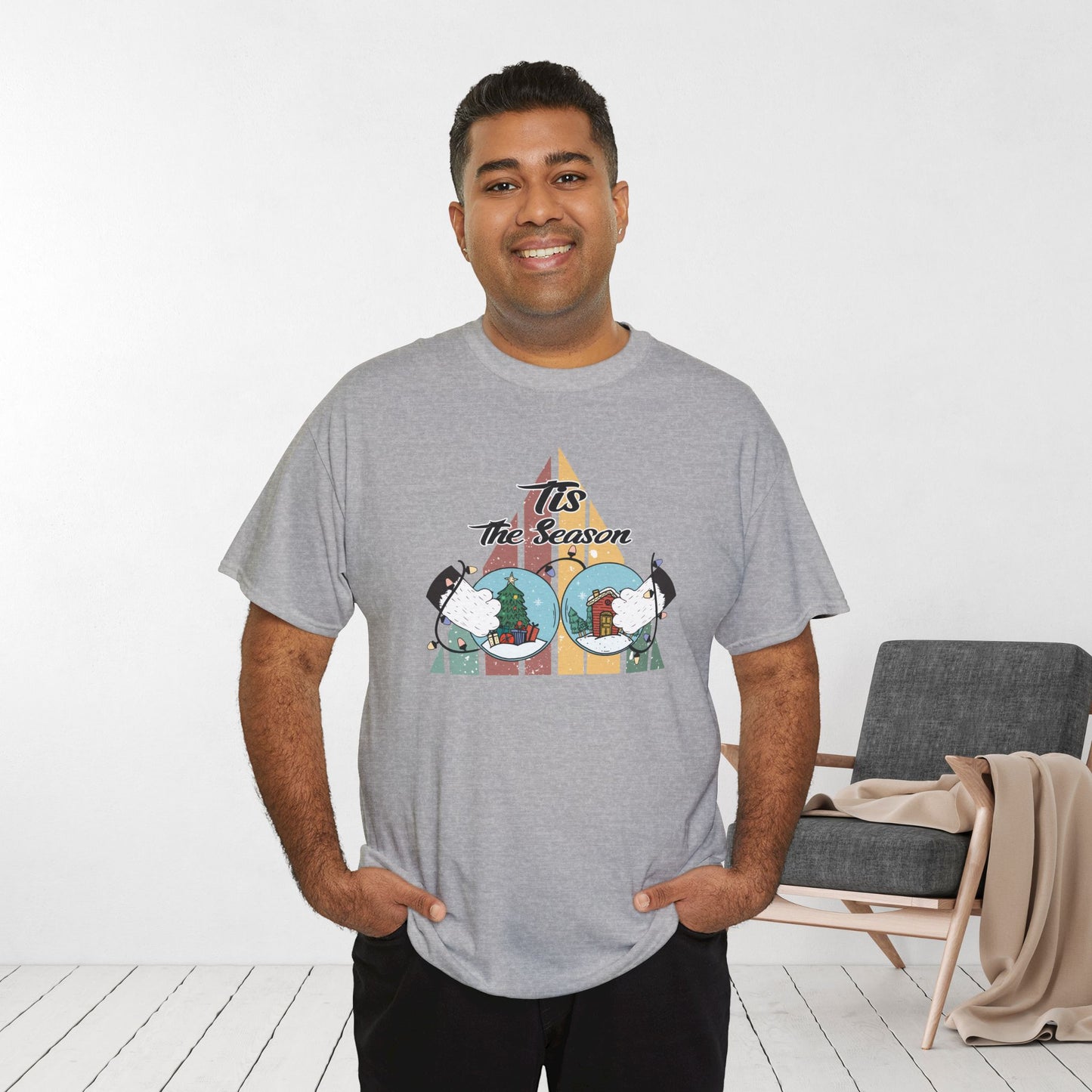 Tis The Season Funny Cat Christmas Heavy Cotton Tee - Cat Lovers Christmas Gift