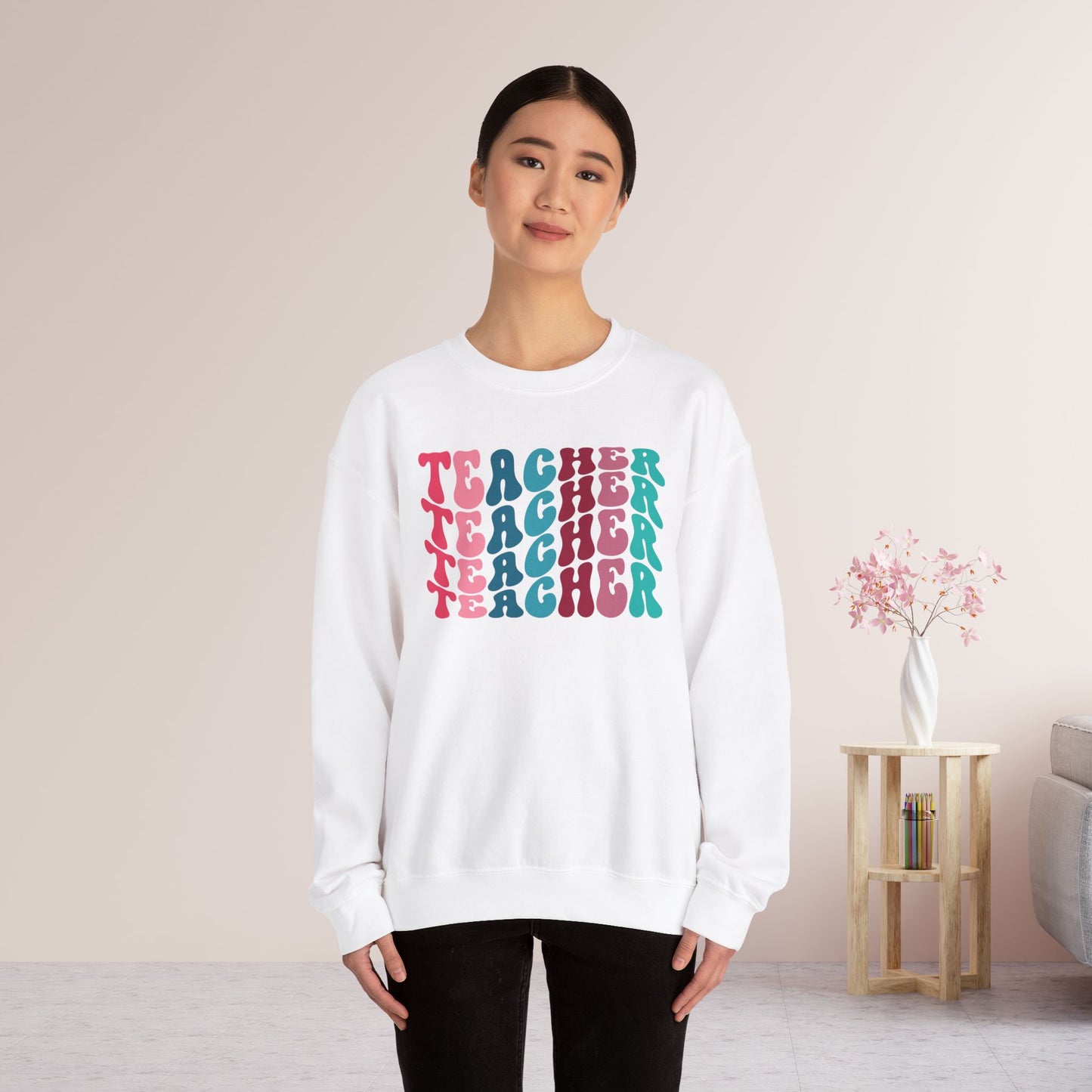 Groovy Colorful Teacher Sweatshirt for School Teachers