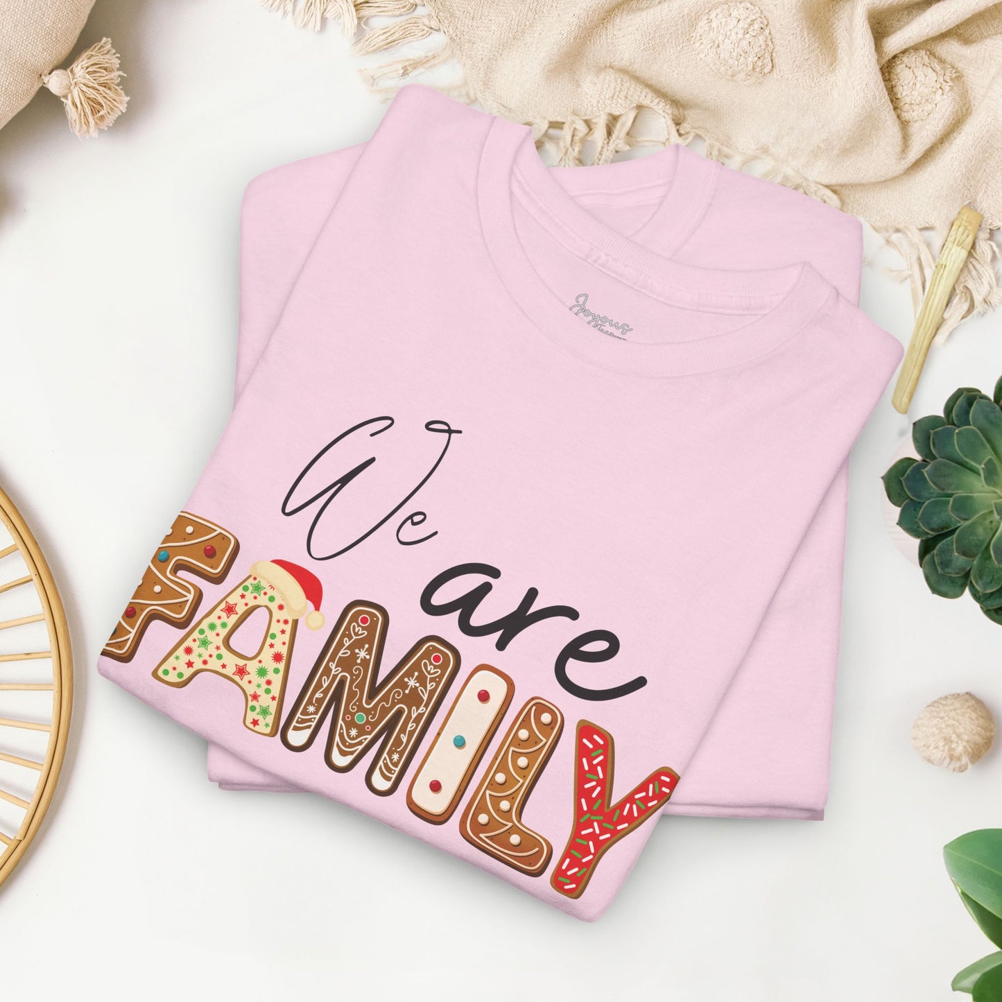 We Are Family Christmas Cookie Heavy Cotton Tee - Christmas Pajama Shirt