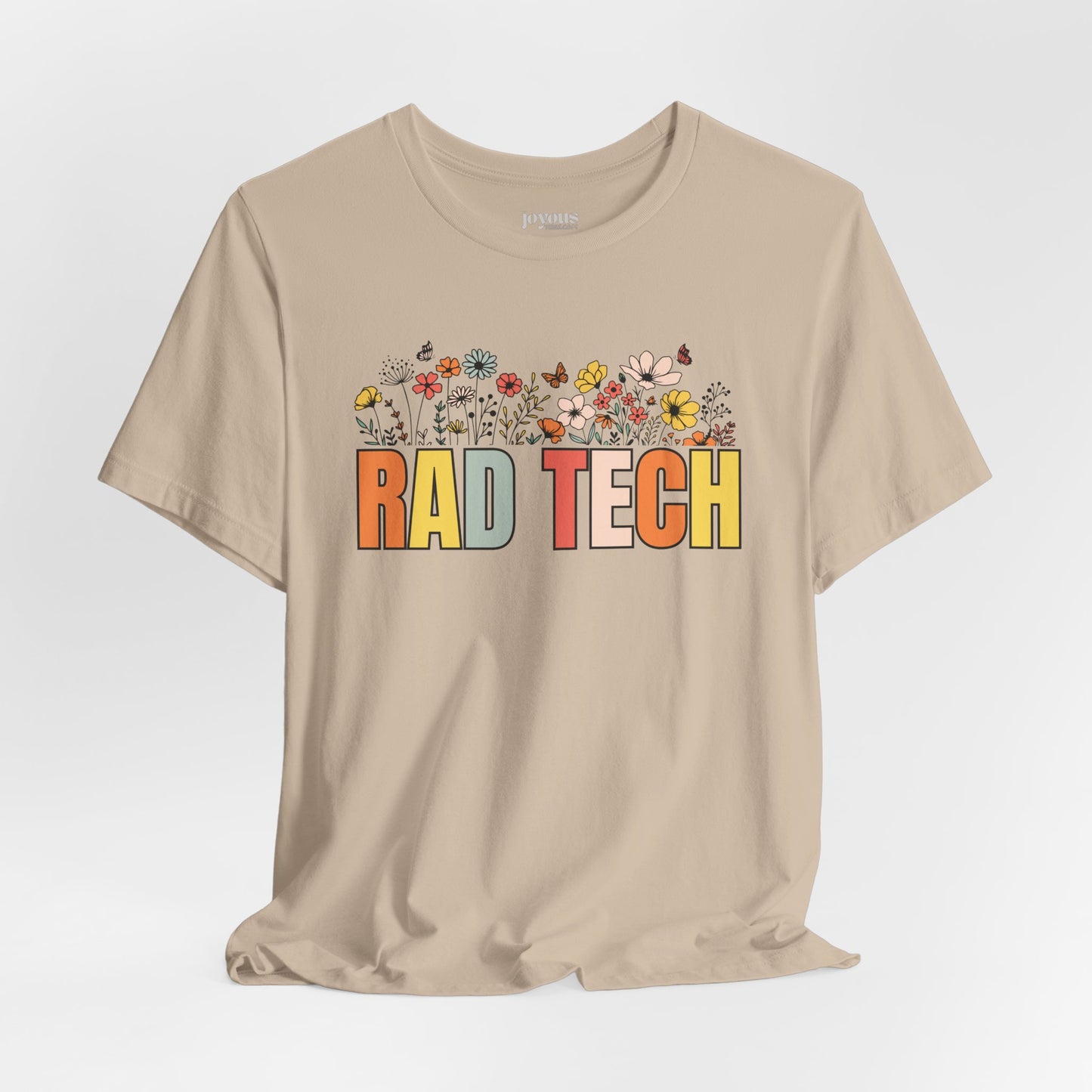 Rad Tech Soft Cotton Tee with Spring Flowers for Radiology Technician